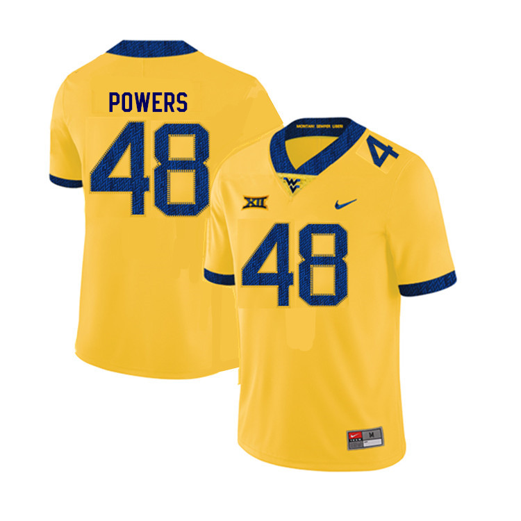 NCAA Men's Mike Powers West Virginia Mountaineers Yellow #48 Nike Stitched Football College Authentic Jersey BP23P25KL